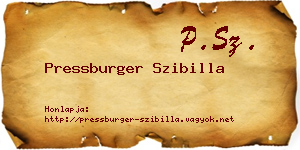 Pressburger Szibilla névjegykártya